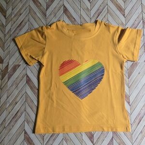 Vibrant Rainbow Heart TShirt Gold Yellow Pride Tee Soft Summer Shirt Graphic Top